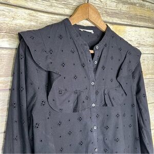 Doen Black Blouse with Ruffle Detail
